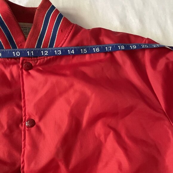 Rockabilly Windbreaker Snap Jacket Size L Men USA 1980s Warm Red Distressed - Picture 8 of 10